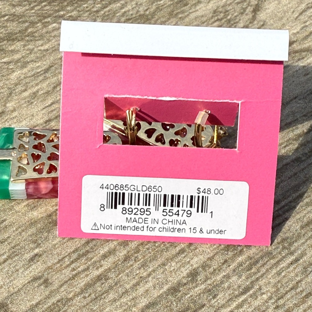 NWT! Betsy Johnson Watermelon Stick Gold Heart Earrings - Picture 4 of 6